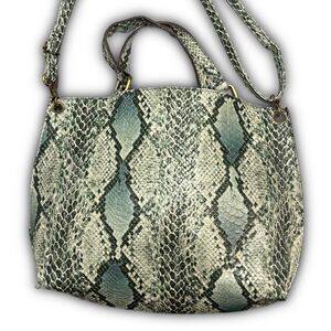Vintage snake print leather tote